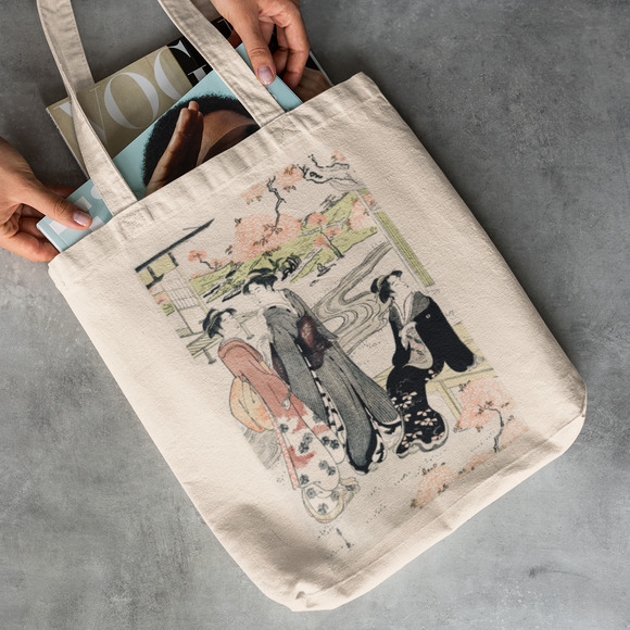 Japanese Geisha Cherry Blossom Tote Bag - Picture 2 of 5